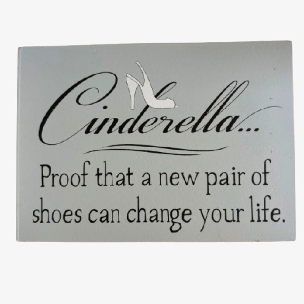 Slate Blue Cinderella 7"W X 5"H X 1 1/4"D Wooden Sign Princess Bedroom Decor